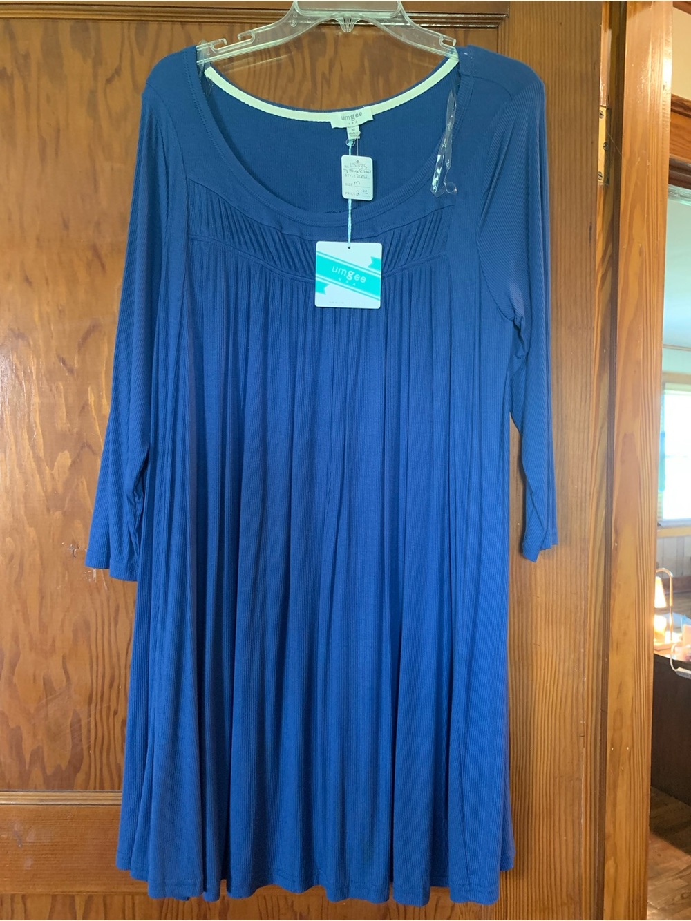 Umgee Blue Midi Dress with Scoop Neck